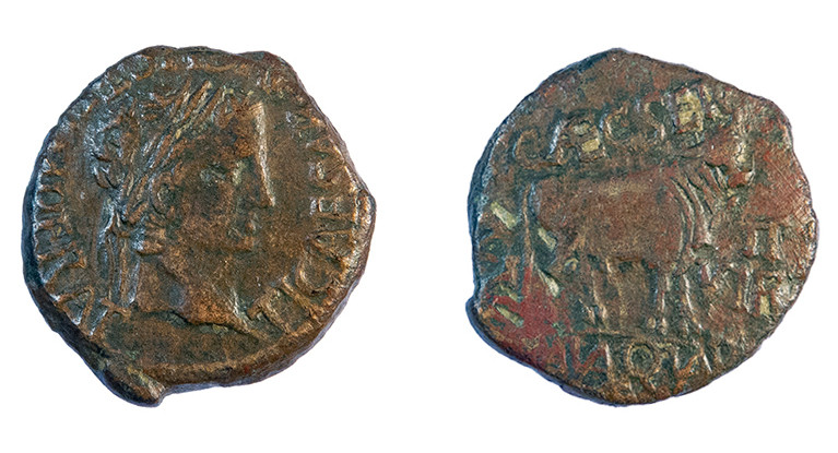COLECCIÓN CORES. TURIASO. TIBERIO. As. A/ Cabeza laureada a der.; TI CAESAR AVGV...