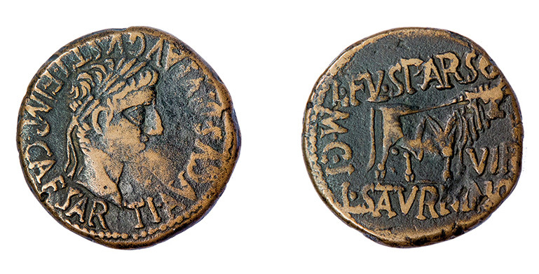 COLECCIÓN CORES. CALAGURRIS. TIBERIO. As. A/ Cabeza laureada a der.; TI AVGVS DI...