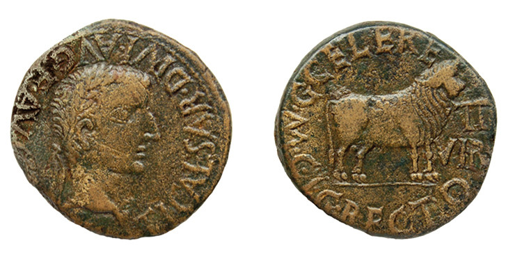 COLECCIÓN CORES. CALAGURRIS. TIBERIO. As. A/ Cabeza laureada a der.; TI CAESAR D...