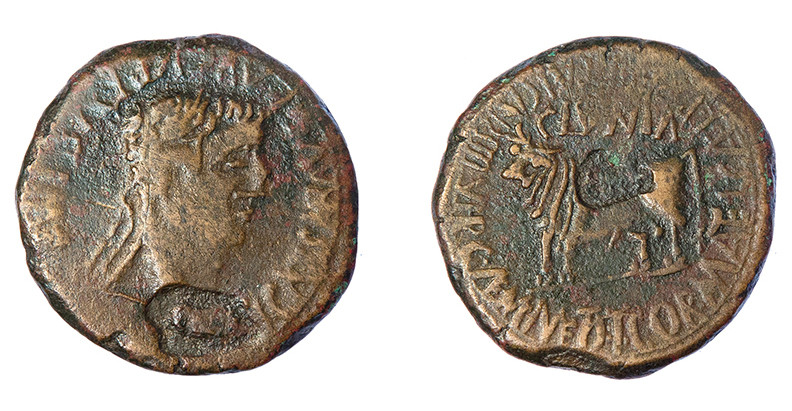 COLECCIÓN CORES. CLUNIA. TIBERIO. As. A/ Cabeza laureada a der.; TI CAESAR AVG F...