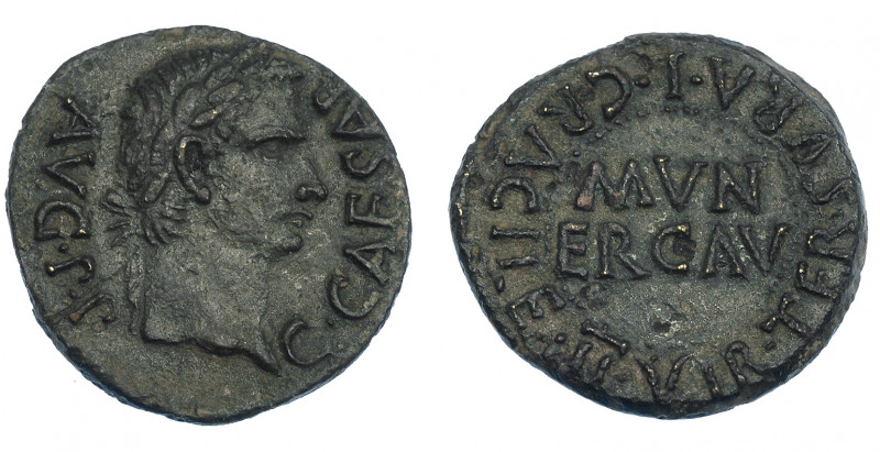 COLECCIÓN CORES. ERCAVICA. CALÍGULA. Semis. A/ Cabeza laureada a der.; C CAESAR ...