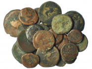 HISPANIA ANTIGUA. Lote de 24 monedas: Asido (1), Acinipo (3). Carmo (3), Castulo (6), Malaka (8), Corduba (3). Calidad media BC/BC+.