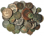 HISPANIA ANTIGUA. Lote de 56 monedas de bronce de Gadir. Gran variedad de tipos y tamaños. Dos de ellas con agujero. Calidad media BC/BC+.