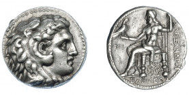 GRECIA ANTIGUA. MACEDONIA. A nombre de Alejandro III. Babilonia. Tetradracma (311-300 a.C.). Acuñada bajo Seleuco I. A/ Cabeza de Alejandro con leonté...