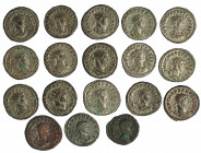 IMPERIO ROMANO. Lote 18 antoninianos: Probo (17) y Claudio II (1). La mayoría con P.O. MBC+/EBC.