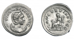 IMPERIO ROMANO. OTACILIA SEVERA. Antoniniano. Roma (146-148). R/ Concordia sentada a izq. con pátera y doble cornucopia; CONCORDIA AVGG. AR 4,02 g. 24...