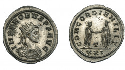 IMPERIO ROMANO. PROBO. Antoniniano. Siscia (276-282). R/ Emperador a der. dando la mano a Concordia; T/XXI; CONCORDIA MILIT. VE 3,26 g. 21,6 mm. RIC-6...