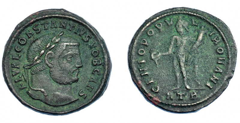 IMPERIO ROMANO. CONSTANCIO I. Follis. Heraclea (297-298). R/ Genio; GENIO POPVLI...