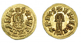 REINO VISIGODO. SUINTHILA. Tremissis. Emerita. AU 1,44 g. 18,4 mm. CNV-327. EBC.