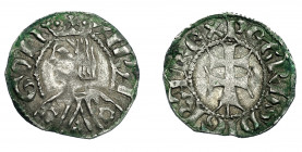 CORONA DE ARAGÓN. PEDRO EL CEREMONIOSO (1336-1387). Dinero. Aragón. VE 0,92 g. 18 mm. IV-463. MBC+. Muy escasa en esta conservación.