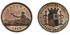 GOBIERNO PROVISIONAL. Medalla. 1868. Grabador L. M. Marchionni. AE 37 mm. MPN-768. SC.