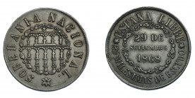 GOBIERNO PROVISIONAL Y I REPÚBLICA. 25 milésimas de escudo. 1868. VII-7. MBC+.