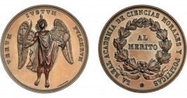 ALFONSO XII. Medalla. Real Academia de Ciencias Morales y Políticas. Grabador: L. Marchionni. AE 45 mm. SC.
