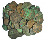 COLECCIÓN DE RESELLOS. FELIPE IV. Resellos varios sobre monedas de cobre de los Austrias. Total 42 piezas. De RC a MBC.