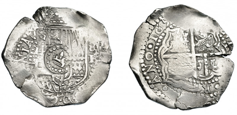 COLECCIÓN DE RESELLOS. FELIPE IV. 7 1/2 reales. Resello corona dentro de círculo...