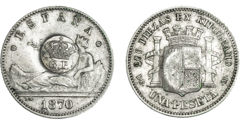 COLECCIÓN DE RESELLOS. AZORES. 300 reis resello G. P. coronadas sobre 1 peseta 1...
