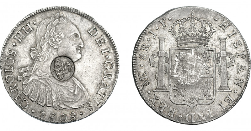 COLECCIÓN DE RESELLOS. AZORES. 1200 reis resello G. P. coronadas sobre 8 reales ...