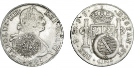 COLECCIÓN DE RESELLOS. BRASIL. 960 reis resello bifacial sobre 8 reales 1801 Potosí PP. KM-251. Gomes-115.02. La moneda MBC, los resellos MBC+.