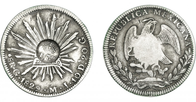 COLECCIÓN DE RESELLOS. FILIPINAS. 8 reales. Resello F 7º coronado sobre 8 reales...