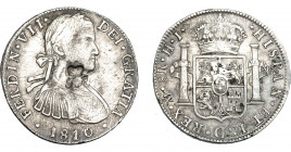 COLECCIÓN DE RESELLOS. HONDURAS BRITÁNICA. 6 chelines y 1 penique. Resello GR coronadas sobre 8 reales 1810 México, HJ. KM-4.1. MBC.