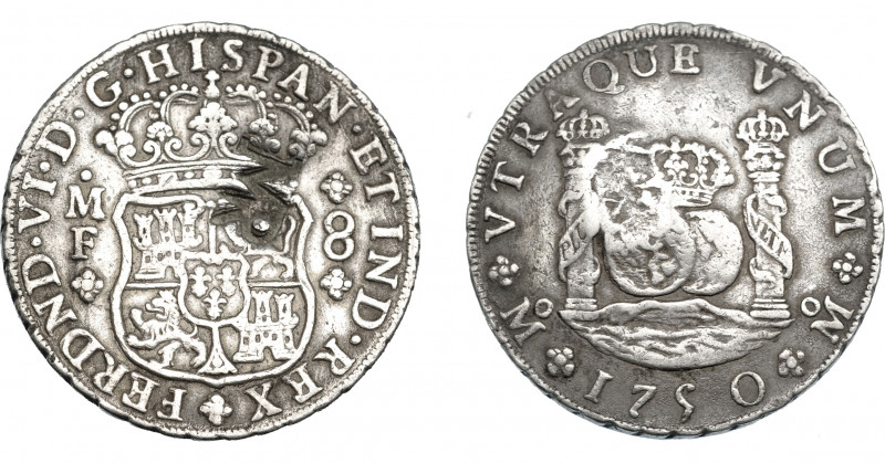 COLECCIÓN DE RESELLOS. MOZAMBIQUE. 8 reales. Resello MR enlazadas sobre 8 reales...