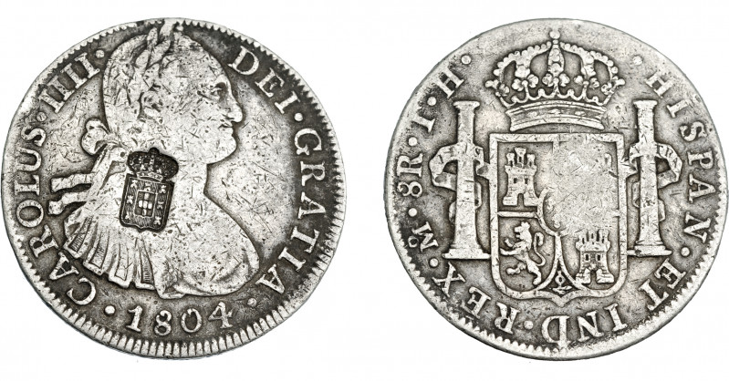 COLECCIÓN DE RESELLOS. PORTUGAL. 870 reis. Resello escudo de Portugal sobre 8 re...
