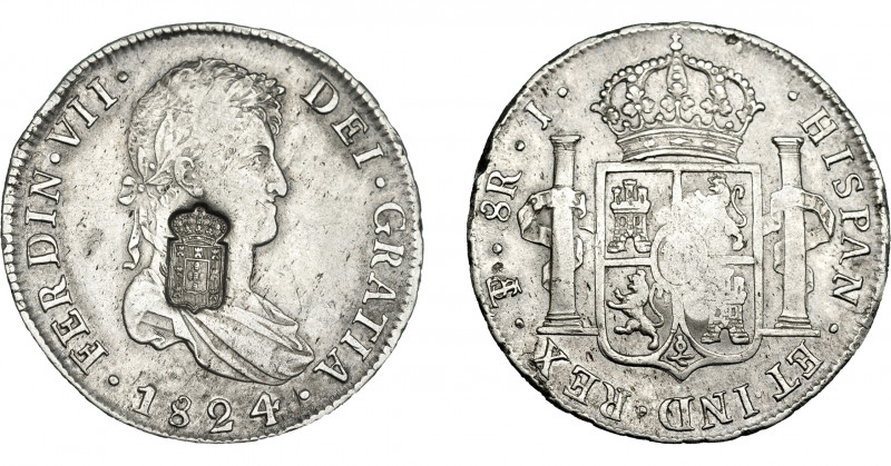 COLECCIÓN DE RESELLOS. PORTUGAL. 870 reis. Resello escudo de Portugal sobre 8 re...