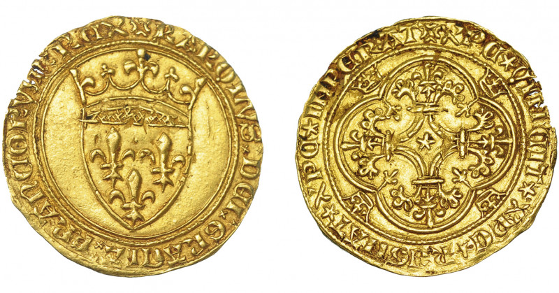 MONEDAS EXTRANJERAS. FRANCIA. Carlos VI. Escudo de oro (1380-1422). A/ KAROLVS D...