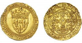 MONEDAS EXTRANJERAS. FRANCIA. Carlos VI. Escudo de oro (1380-1422). A/ KAROLVS DEI GRACIA FRANCORVM REX. R/ XPC REGNAT XPC IMPERAT VINCIT. FR-291. EBC...