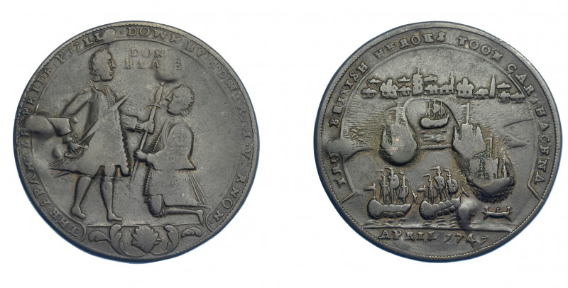 MONEDAS EXTRANJERAS. GRAN BRETAÑA. Medalla. Vernon. 1741. Toma de Cartagena. DON...