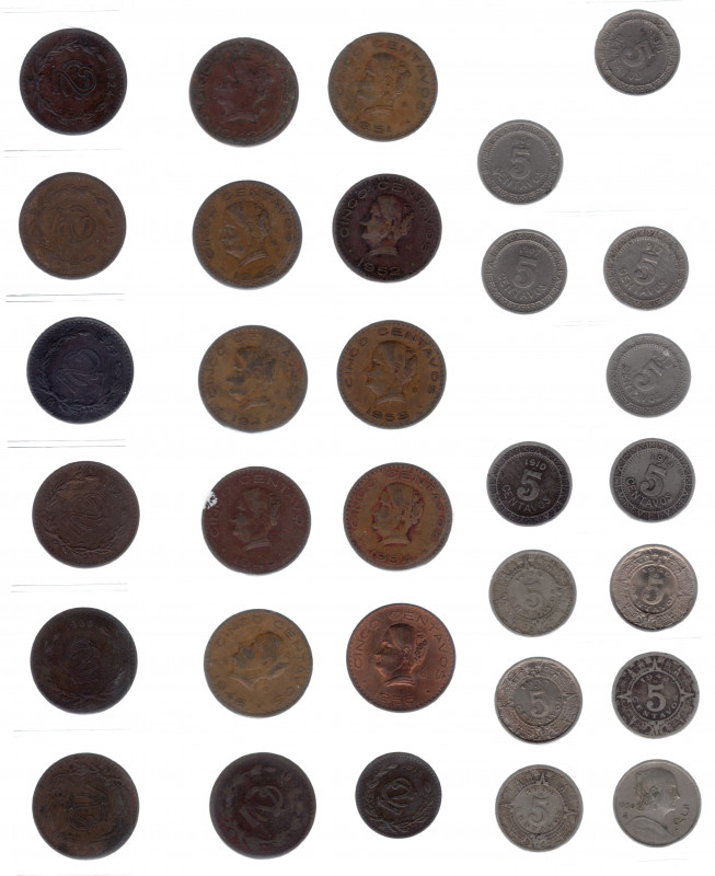 MONEDAS EXTRANJERAS. MÉXICO. Colección 2 centavos: 1904-1941 (KM-419-420), 8 pie...