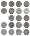 MONEDAS EXTRANJERAS. MÉXICO. Colección de monedas de 1 peso 1918 a 1945. KM-454 y 455. Total 19 piezas diferentes. De MBC a EBC.