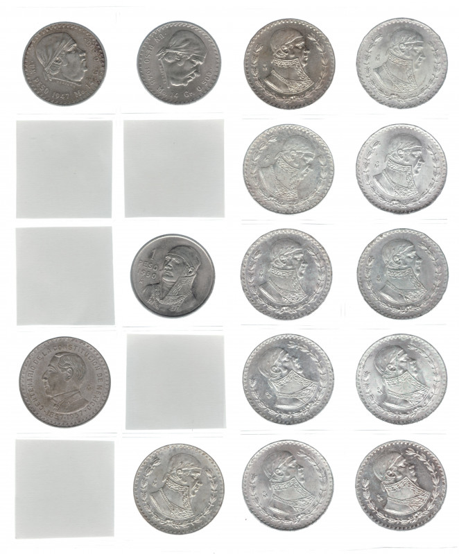 MONEDAS EXTRANJERAS. MÉXICO. Colección de monedas de 1 peso: 1947 y 1948 (KM-456...