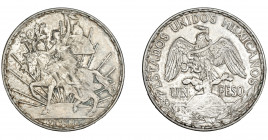 MÉXICO. 1 peso. 1914. KM-453. Pátina gris. MBC+. Rara.