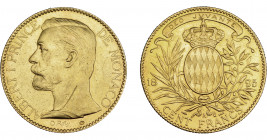 MONEDAS EXTRANJERAS. MÓNACO. 100 francos. 1895-A. KM-105. Raya en anv. EBC-.