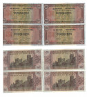 BILLETES ESPAÑOLES. Lote de 4 billetes de 50 pts. 5-1938 serie A, correlativos con apresto. ED-D32. SC.