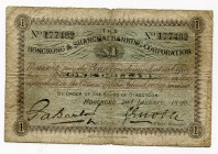 Hong Kong "Hongkong & Shanghai Banking Corporation" 1 Dollar 1890 
P# 136b; # 177482