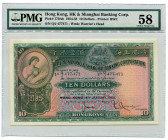 Hong Kong "The Hongkong & Shanghai Banking Corporation" 10 Dollars 1958 PMG 58
P# 179Ab