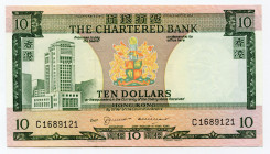 Hong Kong "The Chartered Bank" 10 Dollars 1975 
P# 74b; # C1689121; XF