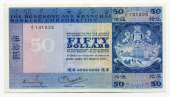 Hong Kong "The Hong Kong & Shanghai Banknig Korporation" 50 Dollars 1981 
P# 184g; XF, Crispy
