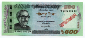 Bangladesh 500 Rupees 2016 Specimen
P# 58fs; UNC