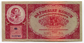 Czechoslovakia 50 Korun 1929 
P# 22a; # Sb 117742; XF