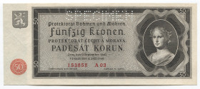 Bohemia & Moravia 50 Korun 1940 Specimen
P# 5s; № 153852 A 03; UNC; Specimen
