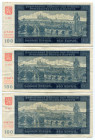 Bohemia & Moravia 3 x 100 Korun 1940 
P# 7a; 2nd Issue