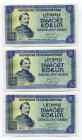 Czechoslovakia 3 x 20 Korun 1945 (ND) With Consecutive Numbers
P# 61a; UNC