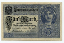 Germany - Empire 5 Mark 1917 
P# 56a; UNC