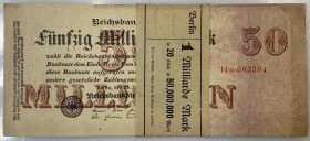 Germany - Weimar Republic Original Bundle with 20 Banknotes of 50 Millionen Mark 1923 
P# 98b