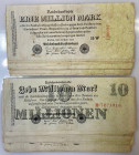 Germany - Weimar Republic 12 x 1 Million & 22 x 10 Million Mark 1923 
P# 94; P# 96