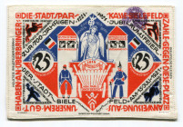 Germany - Weimar Republic Bielefeld Stadtsparkasse 25 Mark 1921 
Silk notgeld