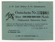 Germany - Weimar Republic Wurttemberg Blaubeuren 500000000000 Mark 1923 
J.G. Lieb Söhne AG; XF+